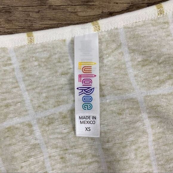 Lularoe Perfect T short sleeve tunic swing top window pane gold tan white - Picture 4 of 5